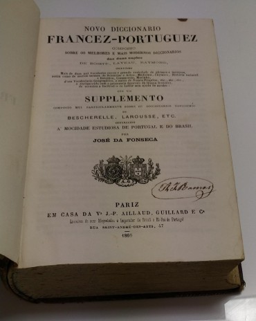 NOVO DICCIONARIO FRANCEZ-PORTUGUEZ