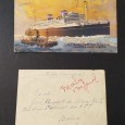 Carta e postal de correio marítimo com carimbo de paquebot + multa e referência de mala imperial