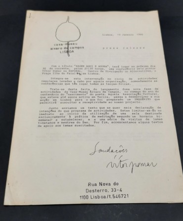 Documento fotocopiado da casa-museu Álvaro de Campos Lisboa