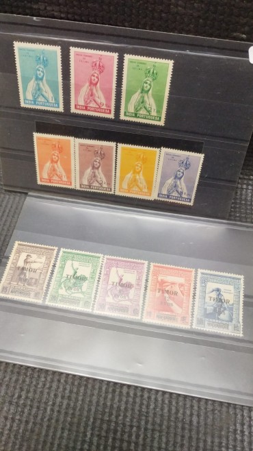 Conjunto de selos da India e Timor novos com charneira