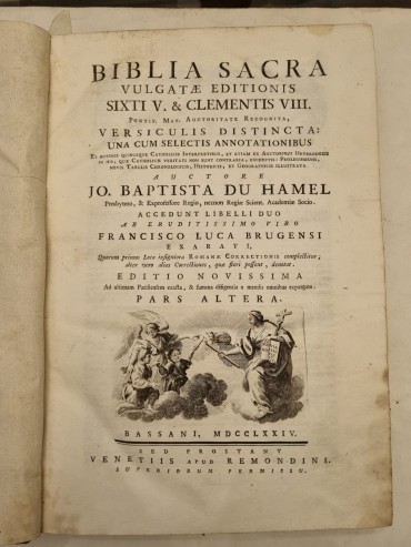 BIBLIA SACRA 1774