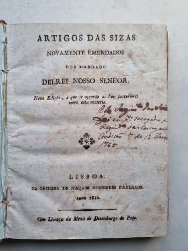 ARTIGOS DAS SIZAS NOVAMENTE EMENDADOS POR MANDADO DEL REI NOSSO SENHOR