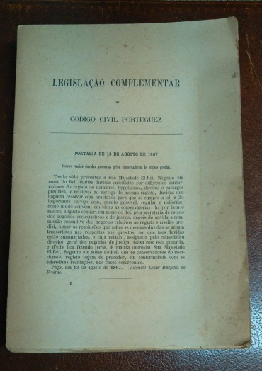 LEGISLAÇÃO COMPLEMENTAR DO CODIGO CIVIL PORTUGUEZ