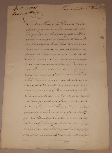 Manuscrito, s/papel, 2 bifólios cosidos, assinado com sinal publico