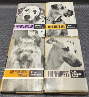 Lote de quatro livros sobre raças de cães de caça 
