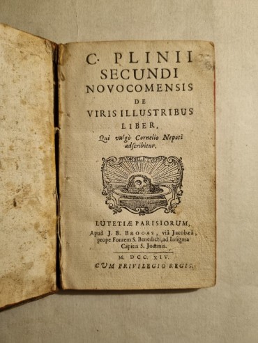 C. PLINII SECUNDI NOVO COMENSIS DE VIRIS ILLUSTRIBUS LIBER  - 1714