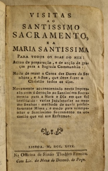 VISITAS AS SANTISSIMO SACRAMENTO E A MARIA SANTISSIMA – 1798