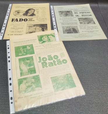 Três folhetos de cinema antigos Fado - 1958; As púpilas do Sr. Reitor - 1960; João Ratão - 1952