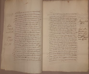 Manuscrito s/ papel, 9 bifólios, cosidos, assinado com sinal público