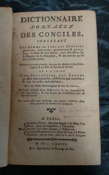 DICTIONNAIRE PORTATIF DES CONCILES