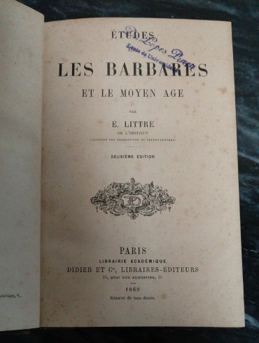 ÉTUDES SUR LES BARBARES ET LE MOYEN AGE