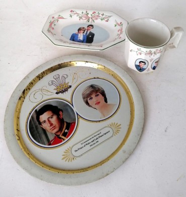 Caneca, covilhete e prato - Casamento Princesa Diana e Príncipe Carlos