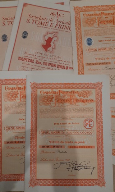 Lote com Seis Títulos de Acções 