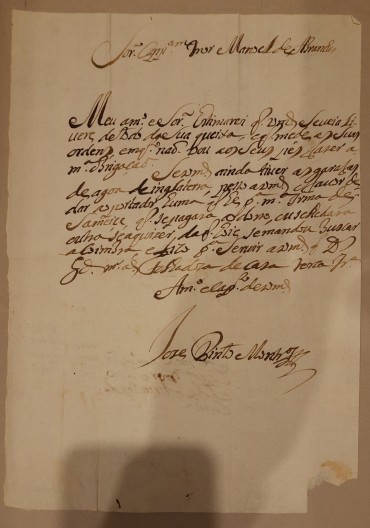 Manuscrito, em papel, Um Fólio, Assinado