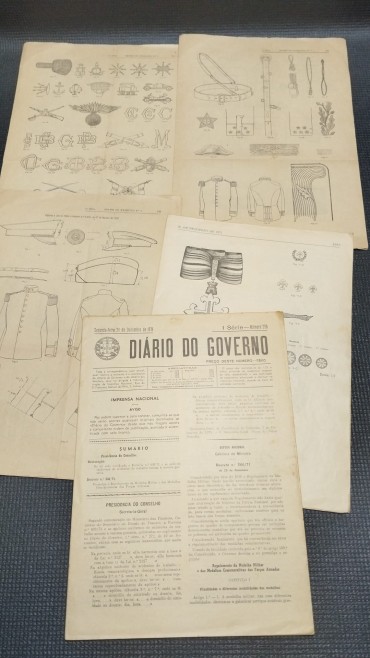 Parte do jornal «Diário do Governo» com croquis de militaria