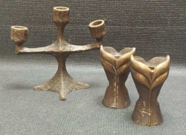 Candelabro e par de castiçais