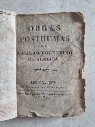 OBRAS POSTHUMAS DE NICOLAO TOLENTINO DE ALMEIDA