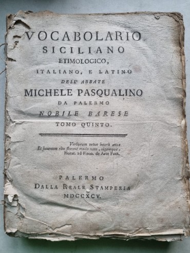 VOCABOLARIO SICILIANO ETIMOLOGICO ITALIANO E LATINO 1785