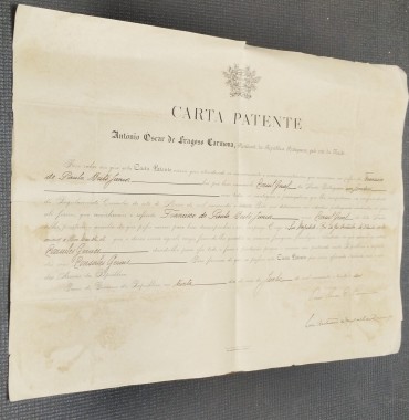Carta Patente de António Carmona para Francisco de Paula Brito
