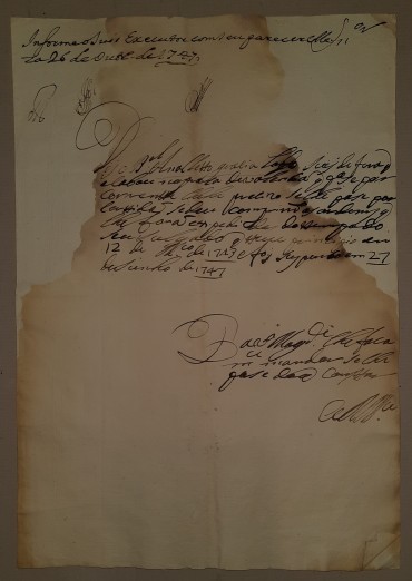 Manuscrito, um bifólio em papel, Certidão 