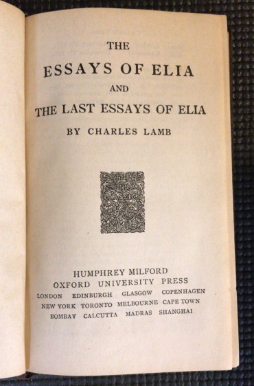 «The Essays of Elia and The Last Essays of Elia»