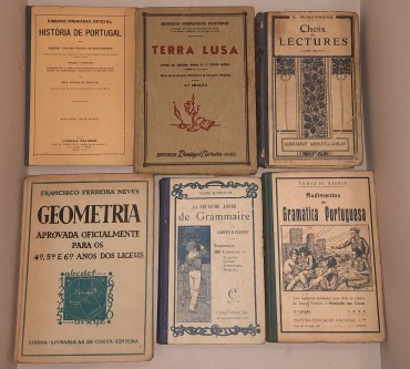 Seis Livros Escolares antigos (Portugueses e Franceses)