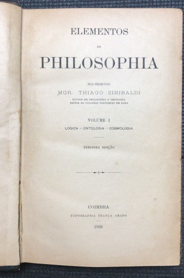 «Elementos de Philosophia - Vol. I - 1906»