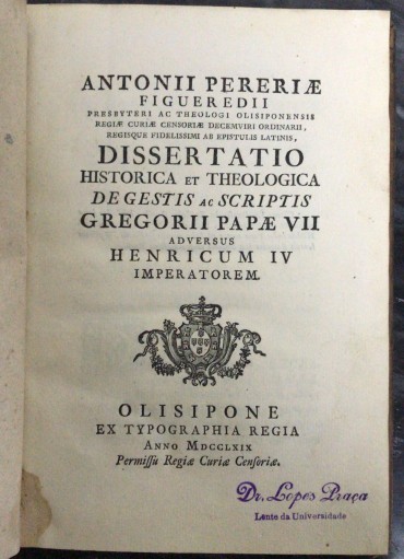 «Dissertatio Historica et Theologica de Gestis ac Scriptis Gregorii Papae VII adversus Henricum IV Imperatorem - 1769»