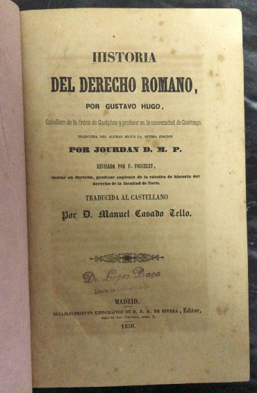 «Historia del Derecho Romano - 1850»
