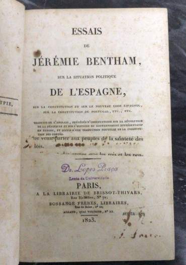 «Essais de Jérémie Bentham sur La Situation Politique de L Espagne - 1823»