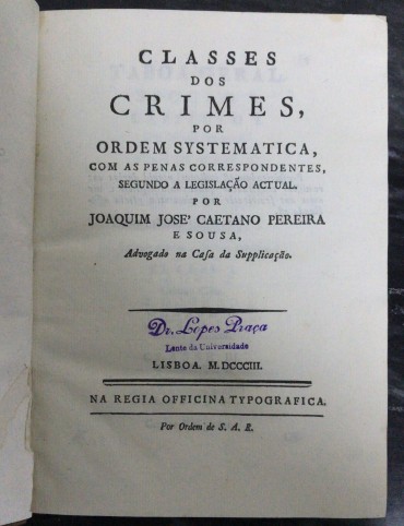 «Classes dos Crimes - 1803»