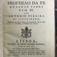 «Analyse da Profissão da Fé do Santo Padre Pio IV - 1791» 
