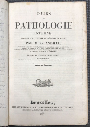 «Cours de Pathologie Interne - 1837»