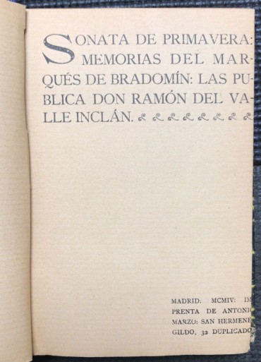 «Sonata de Primavera: Memorias del Marqués de Brandomín»