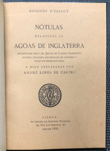 «Nótulas Relativas Ás Ágoas de Inglaterra» 
