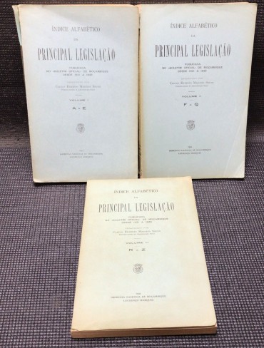 «Índice Alfabético da Principal Legislação - 3 Volumes»