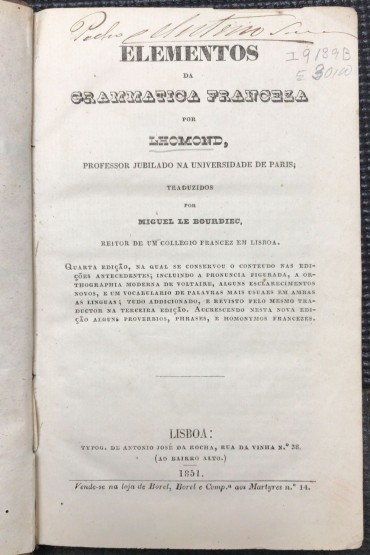 «Grammatica Franceza - 1851»