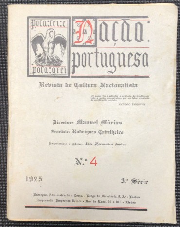 «Nação Portuguesa - Revista de Cultura Nacionalista - nº 4 - 1925»