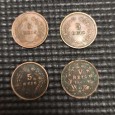 Quatro moedas de 5 REIS 1882 (2), 1904 e 1906