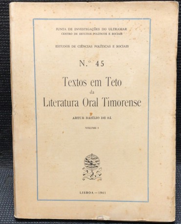 «Textos em Teto da Literatura Oral Timorense» 