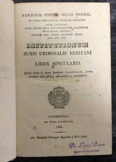 «Juris Criminalis Lusitani - 1842»