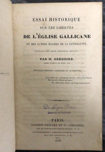 «Essai sur L' Église Gallicane - 1826»