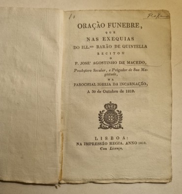 JOSÉ AGOSTINHO DE MACEDO – 1ª edição