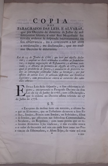 Decreto / Alvarás do ano de 1774