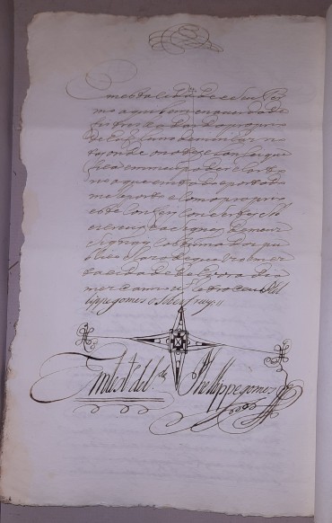Manuscrito s/papel , 3 bifólios cosidos, assinado c/sinal publico
