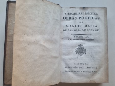 VERDADEIRAS INEDITAS OBRAS POETICAS DE MANOEL MARIA DE BARBOSA DU BOCAGE – 1ª edição
