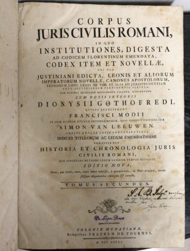 «Corpus Juris Civilis Romani - Tomus Secundus»