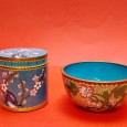 Caixa e taça cloisonné