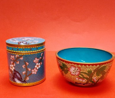 Caixa e taça cloisonné