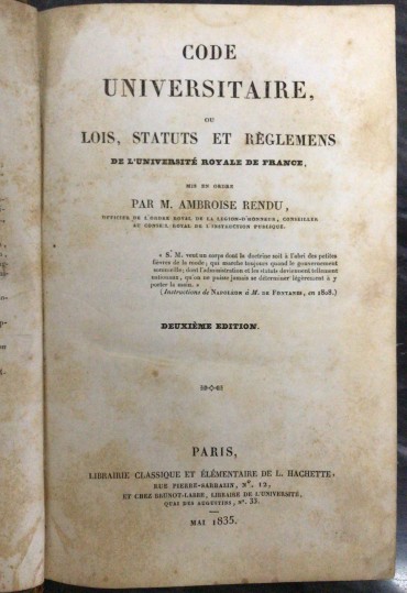 «Code Universitaire - 1835»